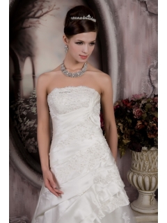 Customize One Shoulder Court Train Beaded Waist Chiffon Wedding Dress