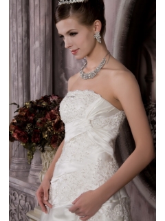 Customize One Shoulder Court Train Beaded Waist Chiffon Wedding Dress
