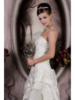 Customize One Shoulder Court Train Beaded Waist Chiffon Wedding Dress