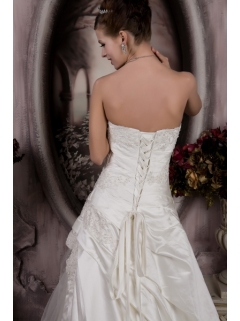 Customize One Shoulder Court Train Beaded Waist Chiffon Wedding Dress