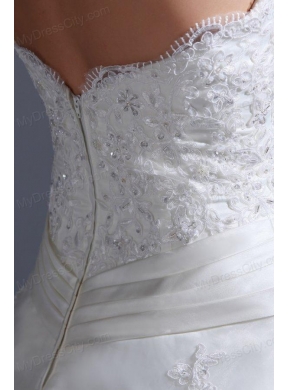 2014 Appliques Ball Gown Court Train Wedding Dress with Strapless