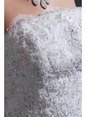 2014 Appliques Ball Gown Court Train Wedding Dress with Strapless