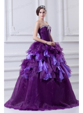2014 Beading Multi-color Sweetheart Ball Gown Quinceanera Dress with Ruffles