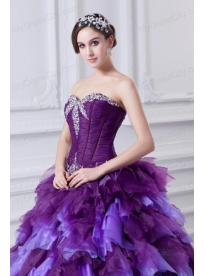 2014 Beading Multi-color Sweetheart Ball Gown Quinceanera Dress with Ruffles