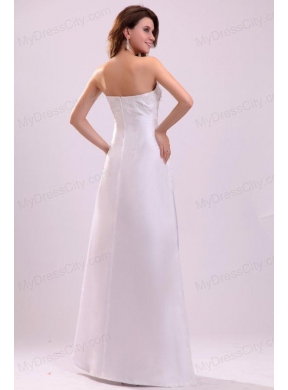 Cheap Column Strapless Floor-length Wedding Dress with Appliques