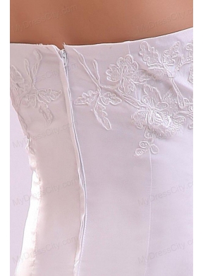 Cheap Column Strapless Floor-length Wedding Dress with Appliques