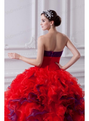 Fashionable Sweetheart Beading and Appliques Multi-color Quinceanera Dress with Ruffles