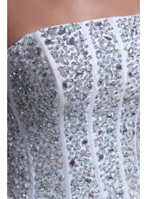 Strapless Ball Gown Beaded Decorate Bodice Taffeta Wedding Dress