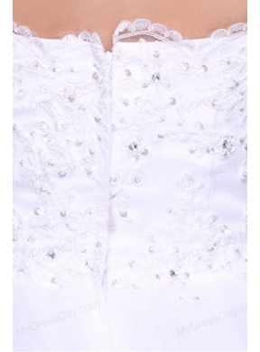 Strapless Ball Gown Lace Appliques Floor-length Wedding Dress