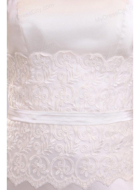 Strapless Column Appliques Decorate Bodice Floor-length Wedding Dress