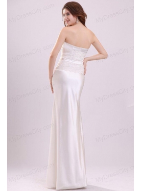Strapless Column Appliques Decorate Bodice Floor-length Wedding Dress