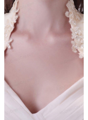 Beautiful Halter Top Column Lace Champagne Wedding Dress Floor-length