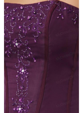 Strapless Beading and Ruffles Layered Quinceanera Dress in Dark Purple