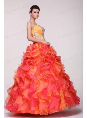 Sweetheart Beading and Appliques Multi-color Quinceanera Dress