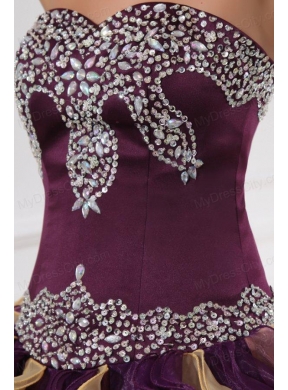 Sweetheart Beading and Ruffles Organza Multi-color Quinceanera Dress