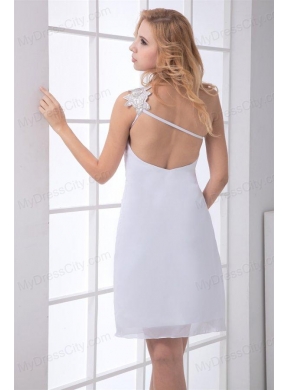 White One Shoulder Wedding Dress with Beading and Ruches