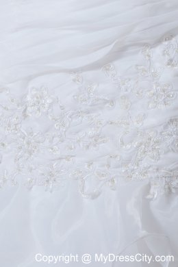 2013 Exquisite Strapless Mermaid Organza Appliques Dress for Brides