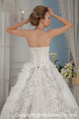 Perfect Princess Strapless Beading Cathedral Train Bridal Gowns under 300
