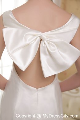 Lovely White Mermaid V-neck Court Train Beading Sleek Wedding Dress