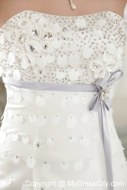 Recommended Long Princess Strapless Court Train Beading Wedding Dress