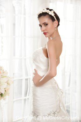 Wonderful A-line Strapless Chapel Train Beaded Organza Wedding Dresses
