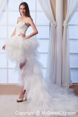 New Arrival A-line Sweetheart High-low Appliques and Beading Wedding Dress
