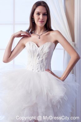 New Arrival A-line Sweetheart High-low Appliques and Beading Wedding Dress