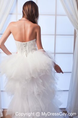 New Arrival A-line Sweetheart High-low Appliques and Beading Wedding Dress