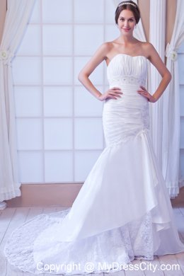 2013 Best seller Mermaid Strapless Court Train Appliques Wedding Dress