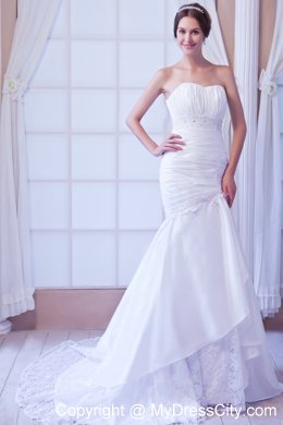 2013 Best seller Mermaid Strapless Court Train Appliques Wedding Dress