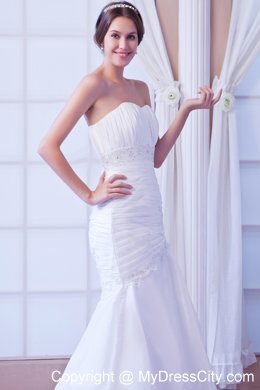 2013 Best seller Mermaid Strapless Court Train Appliques Wedding Dress