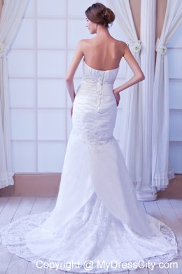 2013 Best seller Mermaid Strapless Court Train Appliques Wedding Dress