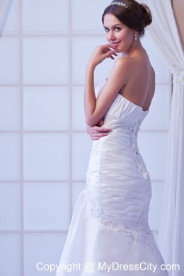 2013 Best seller Mermaid Strapless Court Train Appliques Wedding Dress