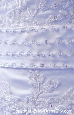 Mermaid Wide Straps Organza Appliques Wedding Dress with Court Train