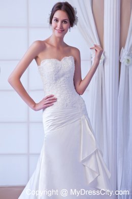 Modest Mermaid Strapless Lace Court Train Wedding Reception Dress