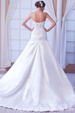 Modest Mermaid Strapless Lace Court Train Wedding Reception Dress