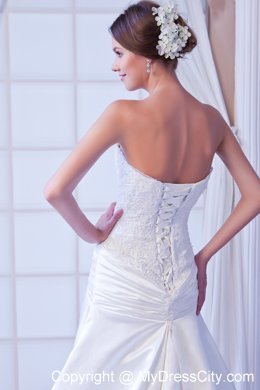 Modest Mermaid Strapless Lace Court Train Wedding Reception Dress