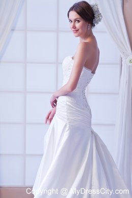 Modest Mermaid Strapless Lace Court Train Wedding Reception Dress