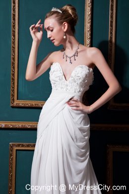 Cheap Mermaid Strapless Court Train Ruching Slinky Organza Wedding Dress