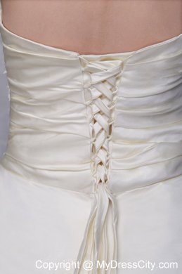 Special Champagne Strapless Court Train A-line Wedding Dress with Appliques