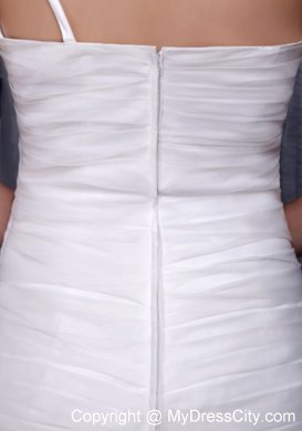 White Mermaid Single Shoulder Ruched Organza Bridal Gowns with Train