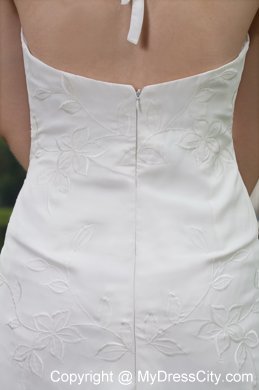2013 Lovely Empire Halter Sweep Train Chiffon Embroidery Wedding Dress
