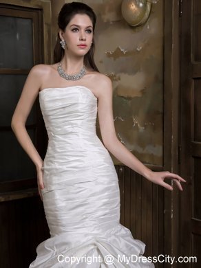 Designer Made Strapless Mermaid Ruches and Ruffles Sheathy Wedding Dress