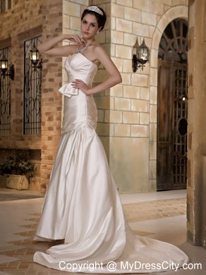 New Mermaid Strapless Chapel Train Ruched Wedding Dress 2013 Hot sale