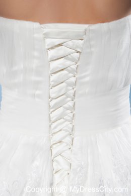 Bright Sweetheart A-line Court Train Lace Wedding Dress with Ruffled Layers