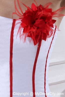 2013 Pick-ups Mermaid Strapless Court Train Red Flowery Wedding Dress