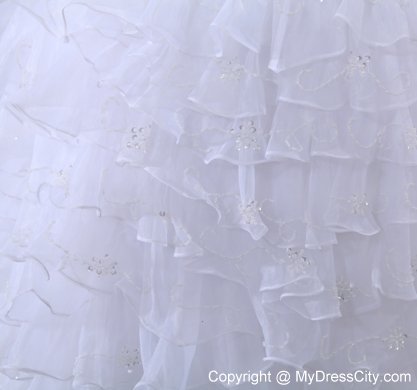 Romantic Beading and Ruffles A-line Halter Top Court Train Wedding Dress