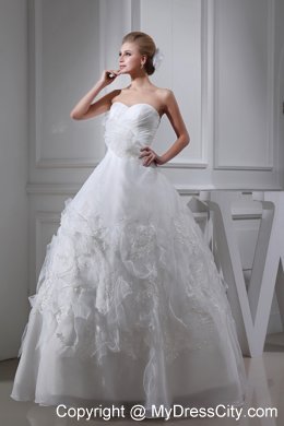 Graceful Appliques and Ruching Sweetheart Wedding Gown Dress on Sale