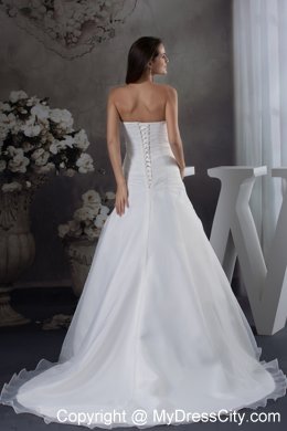 Gorgeous White A-line Appliques Brush Train Long Wedding Dress with Jacket