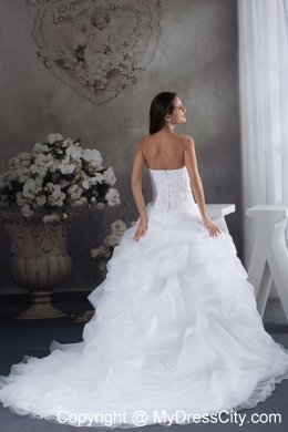 Romantic Pick-ups and Beading Brush Train Wedding Gowns under 250